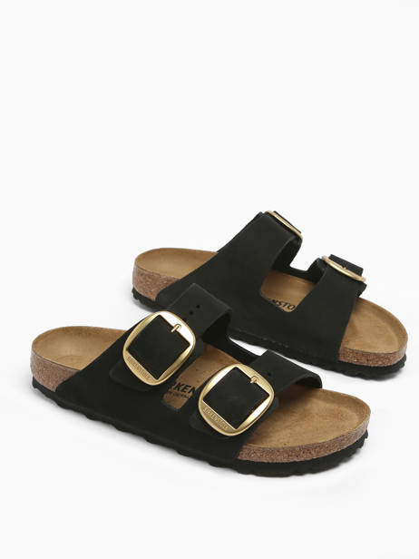 Slippers Arizona Big Buckle In Leather Birkenstock Black women 1023290 other view 2