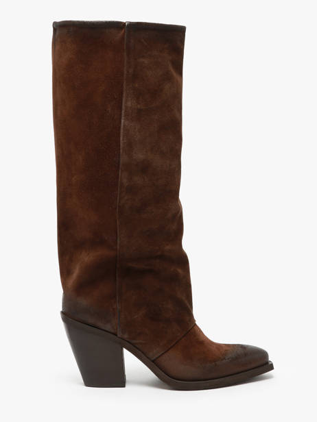 Bottes à Talon Stivali Tubo En Cuir Metisse Marron accessoires Bottes Texan en daim