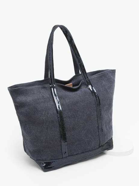 Zipped Linen Tote Bag Le Cabas Sequins Vanessa bruno Blue cabas lin 31V40409 other view 2