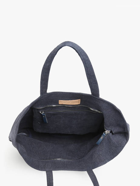 Zipped Linen Tote Bag Le Cabas Sequins Vanessa bruno Blue cabas lin 31V40409 other view 3