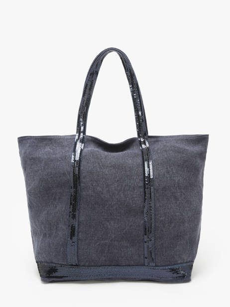 Zipped Linen Tote Bag Le Cabas Sequins Vanessa bruno Blue cabas lin 31V40409 other view 4