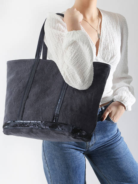Zipped Linen Tote Bag Le Cabas Sequins Vanessa bruno Blue cabas lin 31V40409 other view 1