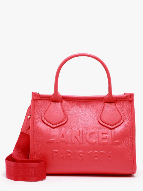 Small Leather Jour Tote Bag Lancel Red jour A12995