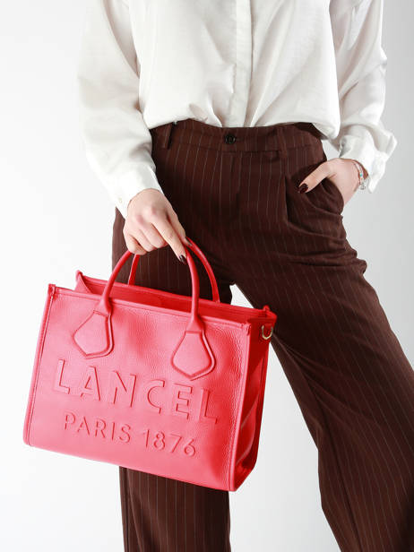 Cabas Zippé M Jour Cuir Lancel Rouge jour A12996 vue secondaire 1