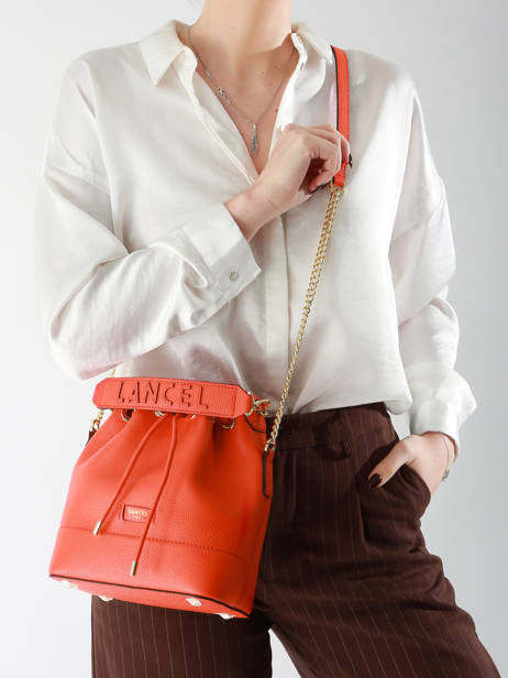 Small Leather Bucket Bag Ninon Lancel Orange ninon A10922 other view 1