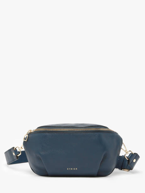 Medium Leather Tradition Belt Bag Etrier Blue tradition ETRA022M