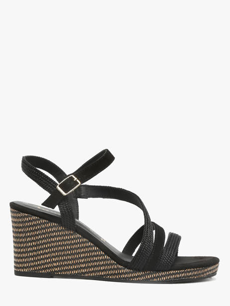 Sandales Talon Compensé En Cuir Tamaris Noir accessoires 44