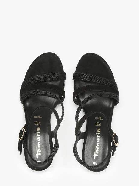 Sandales Talon Compensé En Cuir Tamaris Noir accessoires 44 vue secondaire 3
