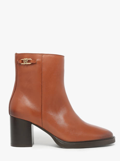 Bottines à Talon En Cuir Tommy hilfiger Marron accessoires 8864GOC