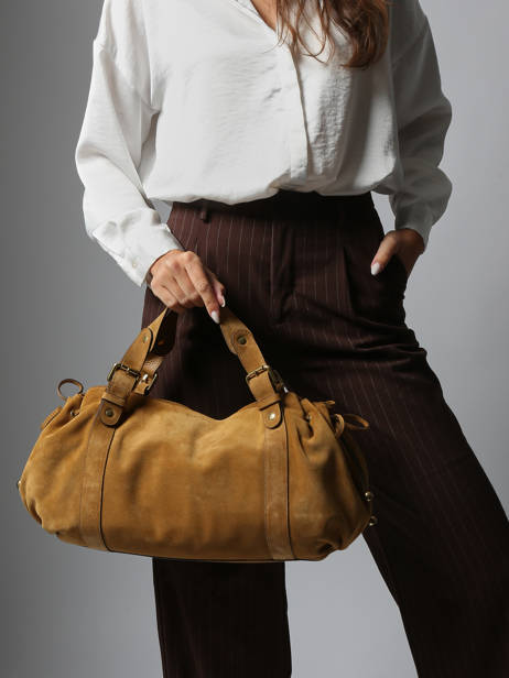 Sac Porté épaule Folk Cuir Gerard darel Jaune folk DCS01407 vue secondaire 1