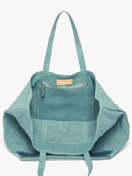 Le Cabas L Lin Et Paillettes Vanessa bruno Bleu cabas lin 31V40315 vue secondaire 3