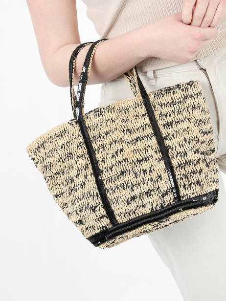 Small Bicolor Raffia Satchel Vanessa bruno Black cabas raphia 24V40435 other view 1